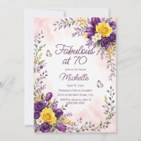 Burgundy Yellow Floral Fabulous 70 Birthday