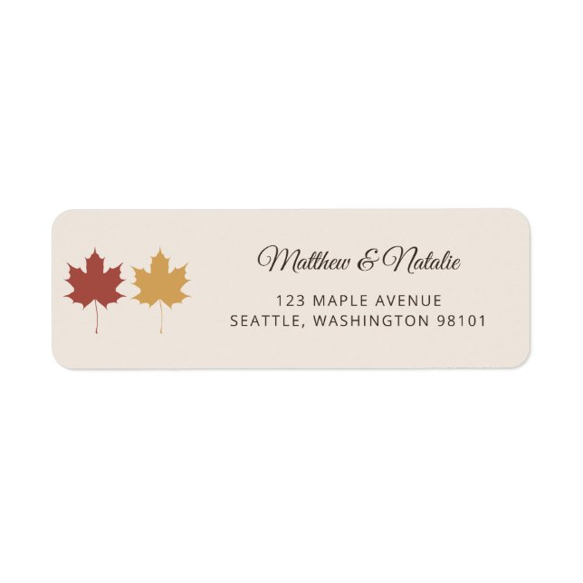Burgundy Yellow Maple Leaf Autumn Fall Wedding (Front)