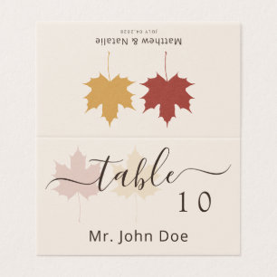 Burgundy Yellow Maple Leaf Table Guest Name Fall