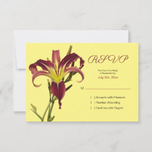 Burgundy Yellow Spider Daylily Flower Wedding RSVP