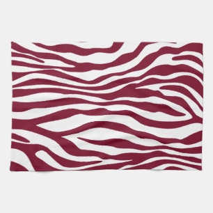 Burgundy Zebra Animal Print Tea Towel