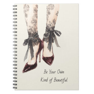 Burguny Heels Black Lace Notebook