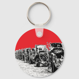 Buried Cadillacs with Red Sky Key Ring