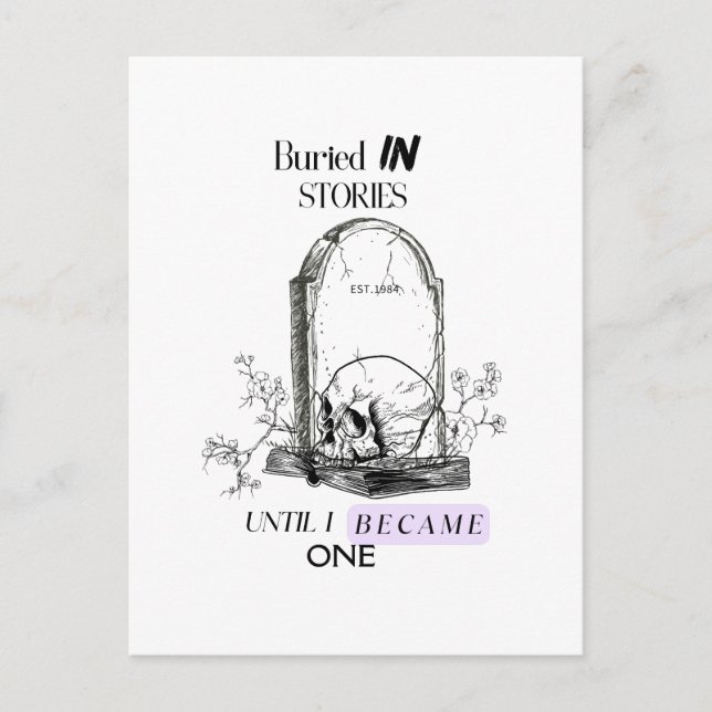 Buried In Stories Dark Academia Art Postcard (Front)