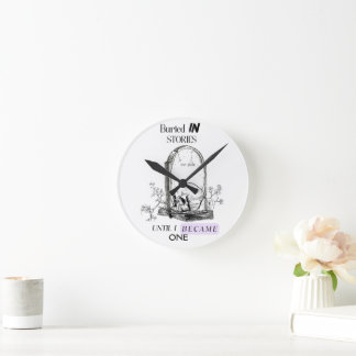 Buried In Stories Dark Academia Art Round Clock