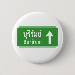 Buriram Ahead ⚠ Thai Highway Traffic Sign ⚠ 6 Cm Round Badge