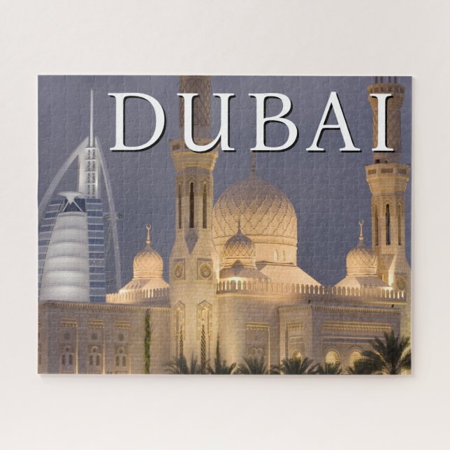 Burj al Arab | Mosque in Evening Dubai Jigsaw Puzzle (Horizontal)