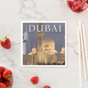 Burj al Arab   Mosque in Evening Dubai Napkin