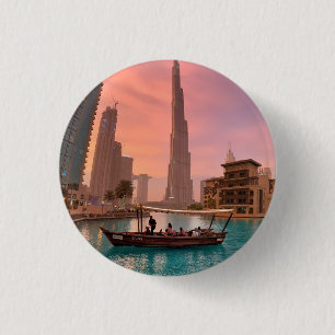 Burj Khalifa Boat Lake Cityscape 3 Cm Round Badge