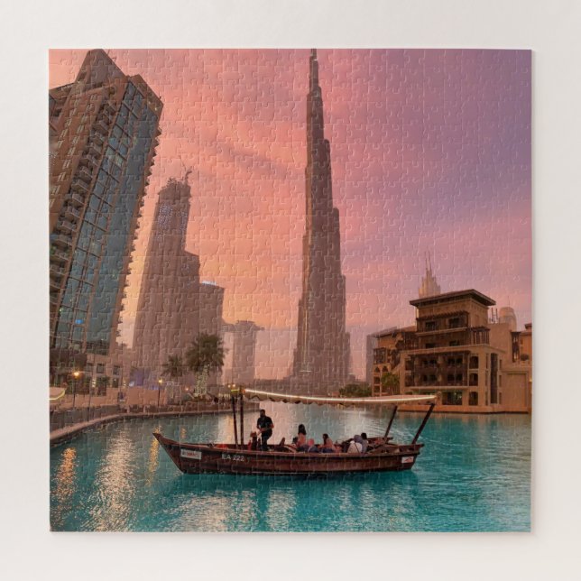 Burj Khalifa Boat Lake Cityscape                   Jigsaw Puzzle (Vertical)