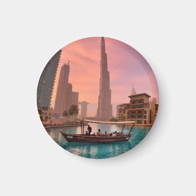 Burj Khalifa Boat Lake Cityscape        Magnet (Front)