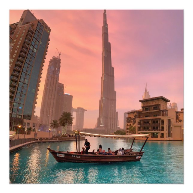Burj Khalifa Boat Lake Cityscape                  Photo Print (Front)