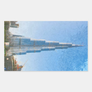 Burj Khalifa, Dubai painting Rectangular Sticker