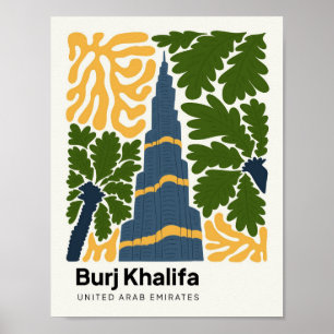 Burj Khalifa Dubai UAE abstract travel floral Poster