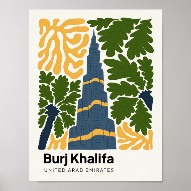 Burj Khalifa Dubai UAE abstract travel floral Poster (Front)