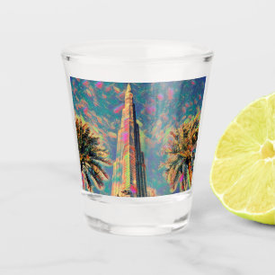 Burj Khalifa painting Shot Glass