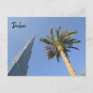 burj khalifa palm tree postcard