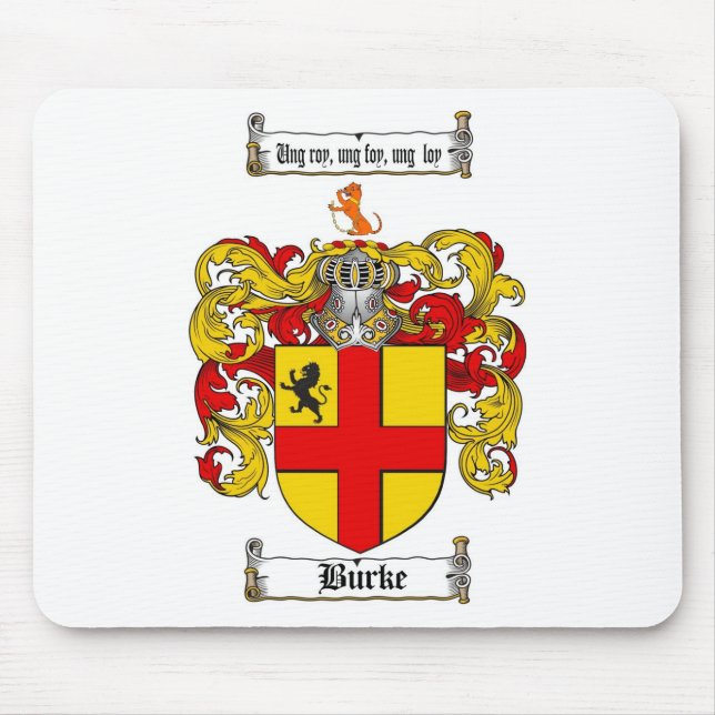 BURKE FAMILY CREST -  BURKE COAT OF ARMS MOUSE MAT (Front)
