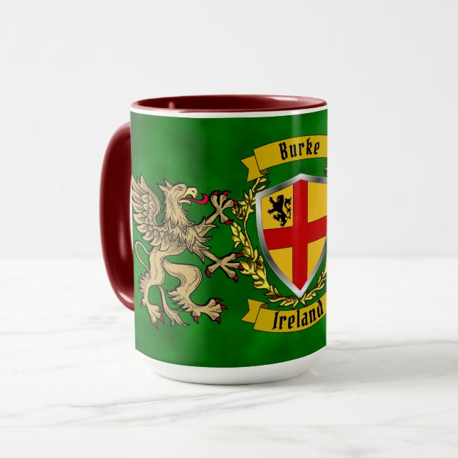 Burke Irish Shield & Griffins Personalised   Mug (Front Left)