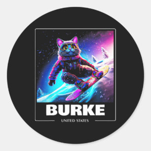 Burke United States Ski Skiing Skier Classic Round Sticker