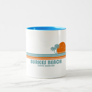 Burkes Beach South Carolina Sun Palm Trees Two-Tone Coffee Mug
