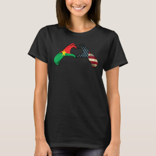 Burkina Faso American USA Flag  USA Burkinabe Hear T-Shirt