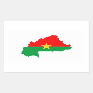 burkina faso country flag map shape silhouette rectangular sticker