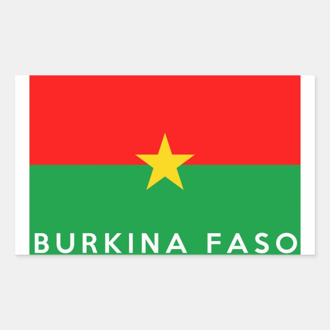 burkina faso country flag text name rectangular sticker (Front)