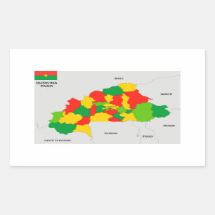 burkina faso country political map flag rectangular sticker