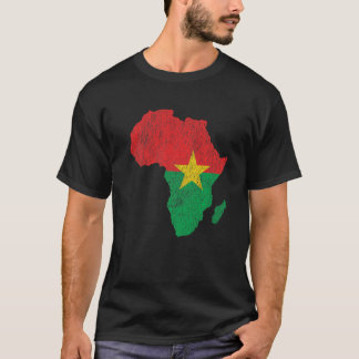 Burkina Faso Flag Africa Continent Silhouette Gift T-Shirt