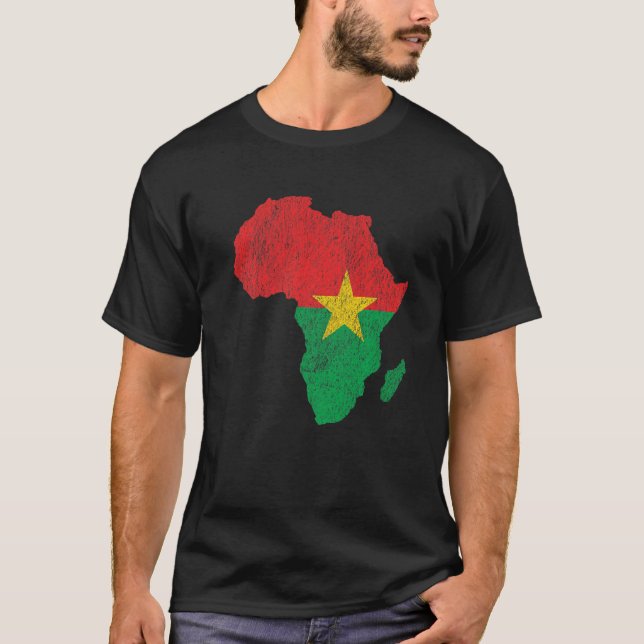 Burkina Faso Flag Africa Continent Silhouette Gift T-Shirt (Front)