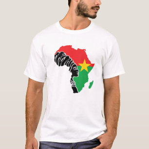 Burkina Faso Flag Africa Map Ethnic Heritage Black T-Shirt