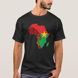 Burkina Faso Flag Africa Map Ethnic Heritage Black T-Shirt
