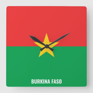 Burkina Faso Flag Dazzling Patriotic Square Wall Clock