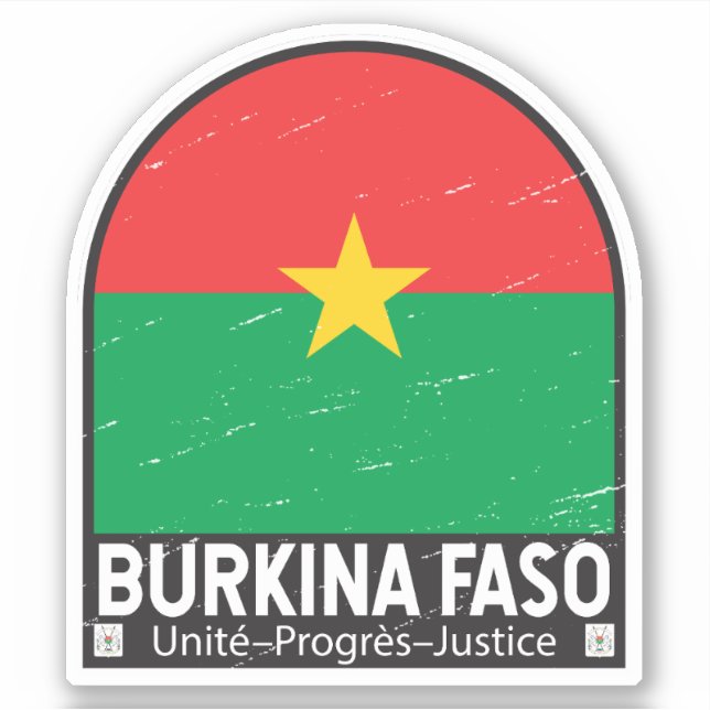 Burkina Faso Flag Emblem Distressed Vintage (Front)