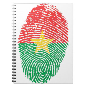 Burkina Faso Flag Fingerprint Country Pride Notebook