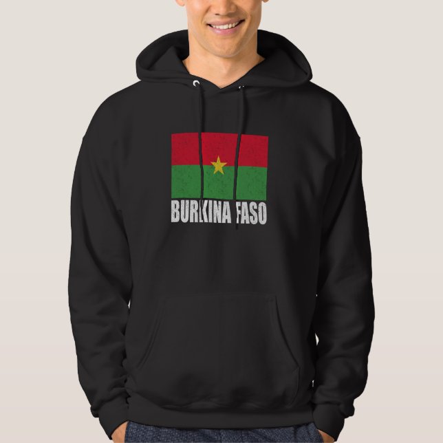 Burkina Faso Flag Grunge Vintage Souvenir Burkina  Hoodie (Front)