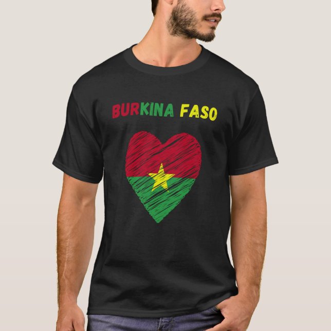 Burkina Faso Flag Holiday Burkina Faso Heart Burki T-Shirt (Front)