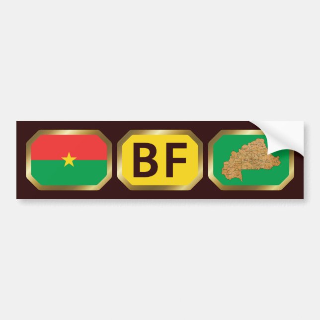 Burkina Faso Flag Map Code Bumper Sticker (Front)