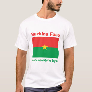 Burkina Faso Flag + Map + Text T-Shirt