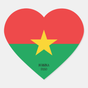 Burkina Faso Flag Splendid Patriotic Heart Sticker