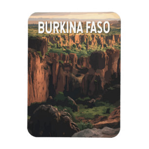 Burkina Faso Illustration Travel Art Vintage Magnet