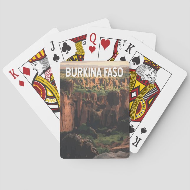 Burkina Faso Illustration Travel Art Vintage Playing Cards (Back)