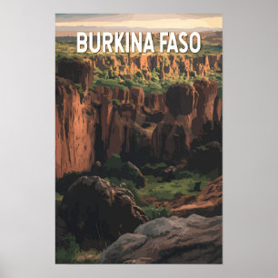 Burkina Faso Illustration Travel Art Vintage Poster