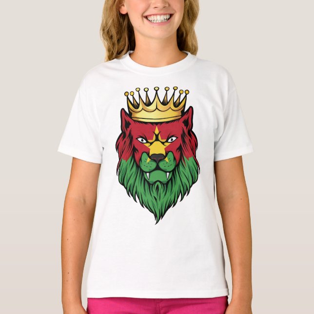 Burkina Faso Lion King Flag  T-Shirt (Front)
