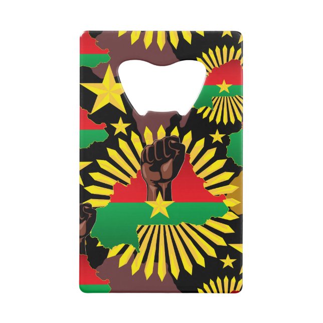 Burkina Faso Map, Flag and Revolution Fist (Front)
