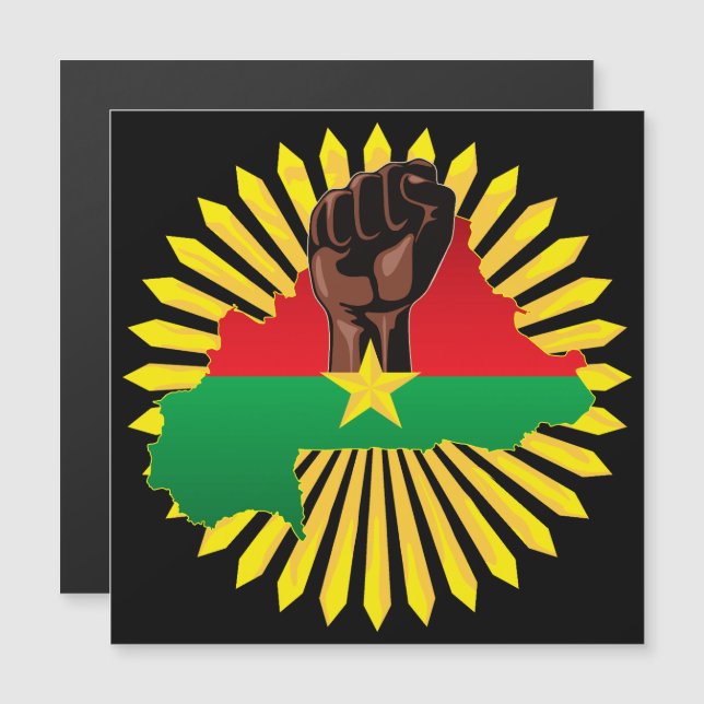Burkina Faso Map, Flag and Revolution Fist (Front/Back)