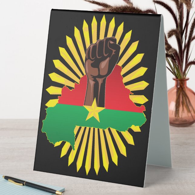 Burkina Faso Map, Flag and Revolution Fist (In SItu (Table))