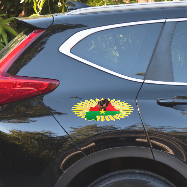 Burkina Faso Map, Flag and Revolution Fist (Car Side)