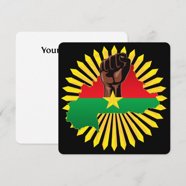 Burkina Faso Map, Flag and Revolution Fist (Front/Back)